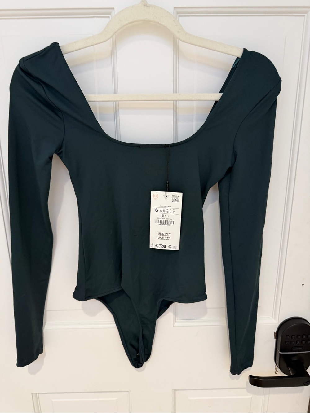 Zara Teal Scoop Neck Long-Sleeve Bodysuit - Picture 2 of 4